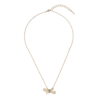 dameka: ribbon bow pendant pale gold/crystal