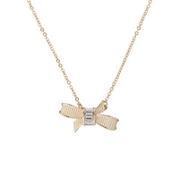 dameka: ribbon bow pendant pale gold/crystal
