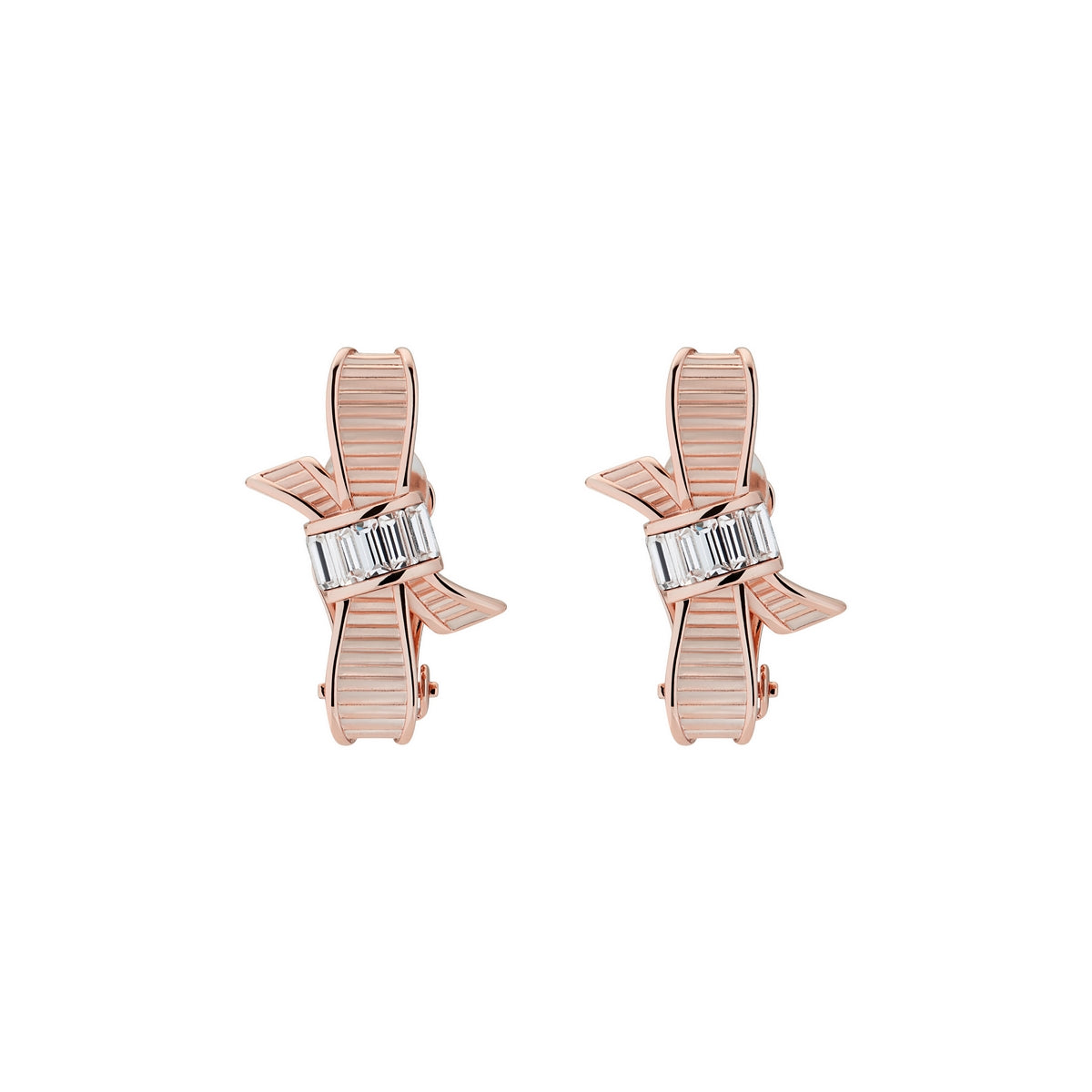 dalika: ribbon bow clip earring rose gold/crystal