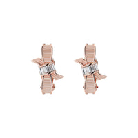 dalika: ribbon bow clip earring rose gold/crystal