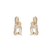 dalika: ribbon bow clip earring pale gold/crystal