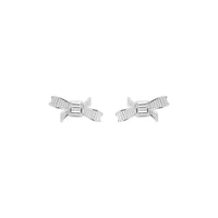 deljcia: mini ribbon bow stud earring silver/crystal