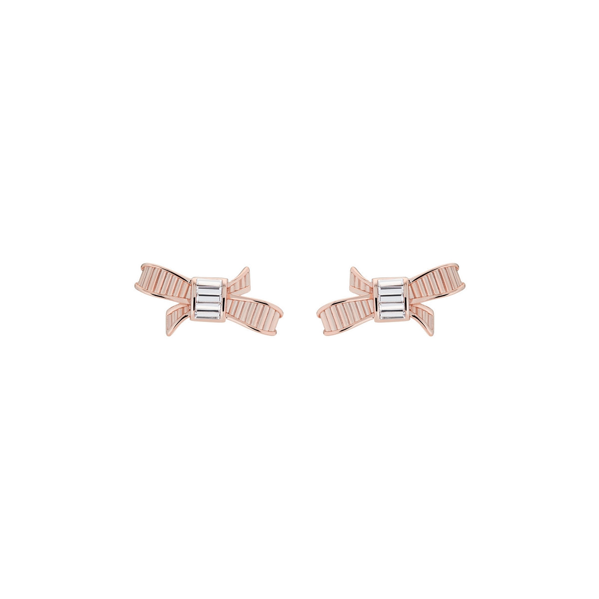 deljcia: mini ribbon bow stud earring rose gold/crystal