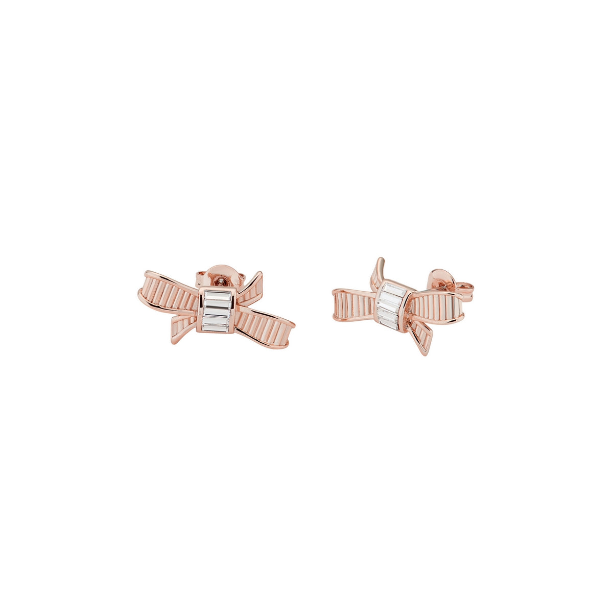 deljcia: mini ribbon bow stud earring rose gold/crystal