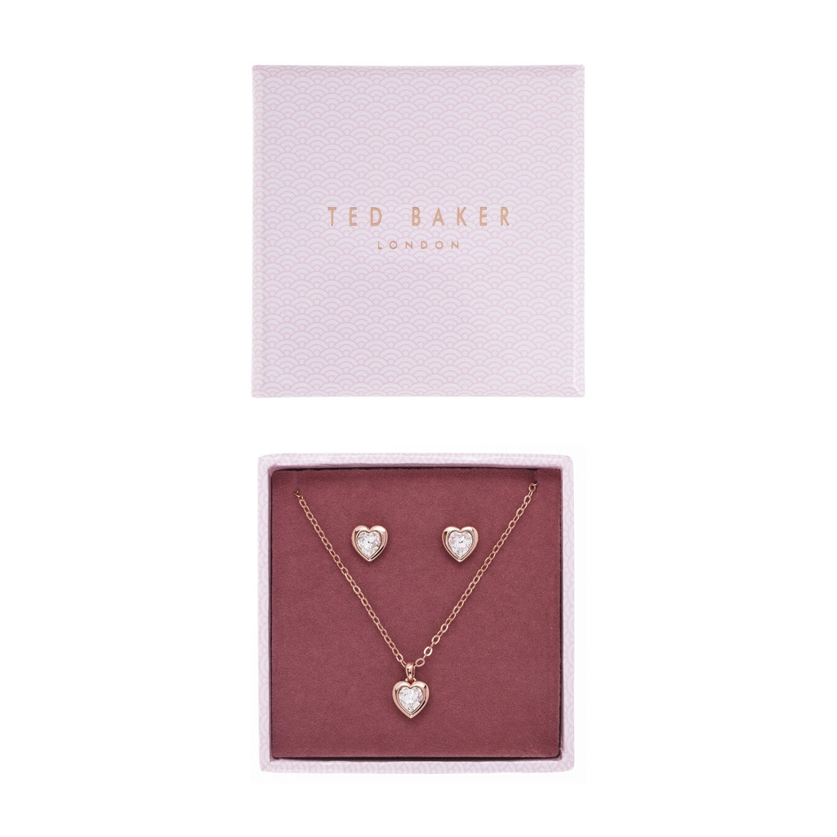 ted baker-: crystal heart gift set rose gold