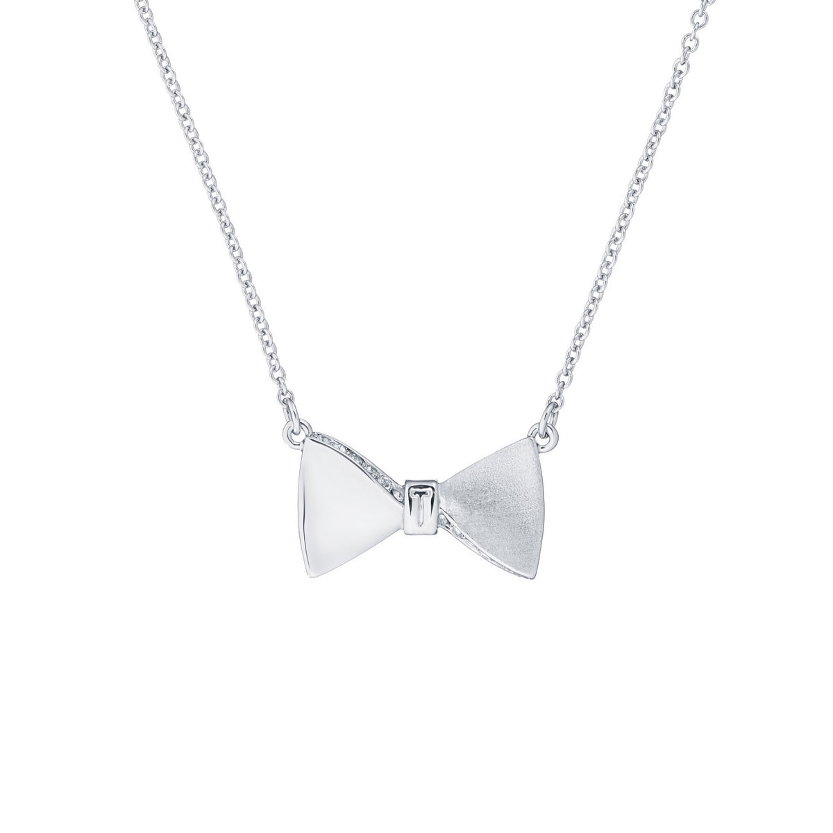 ted baker- crystal tux bow silver pendant
