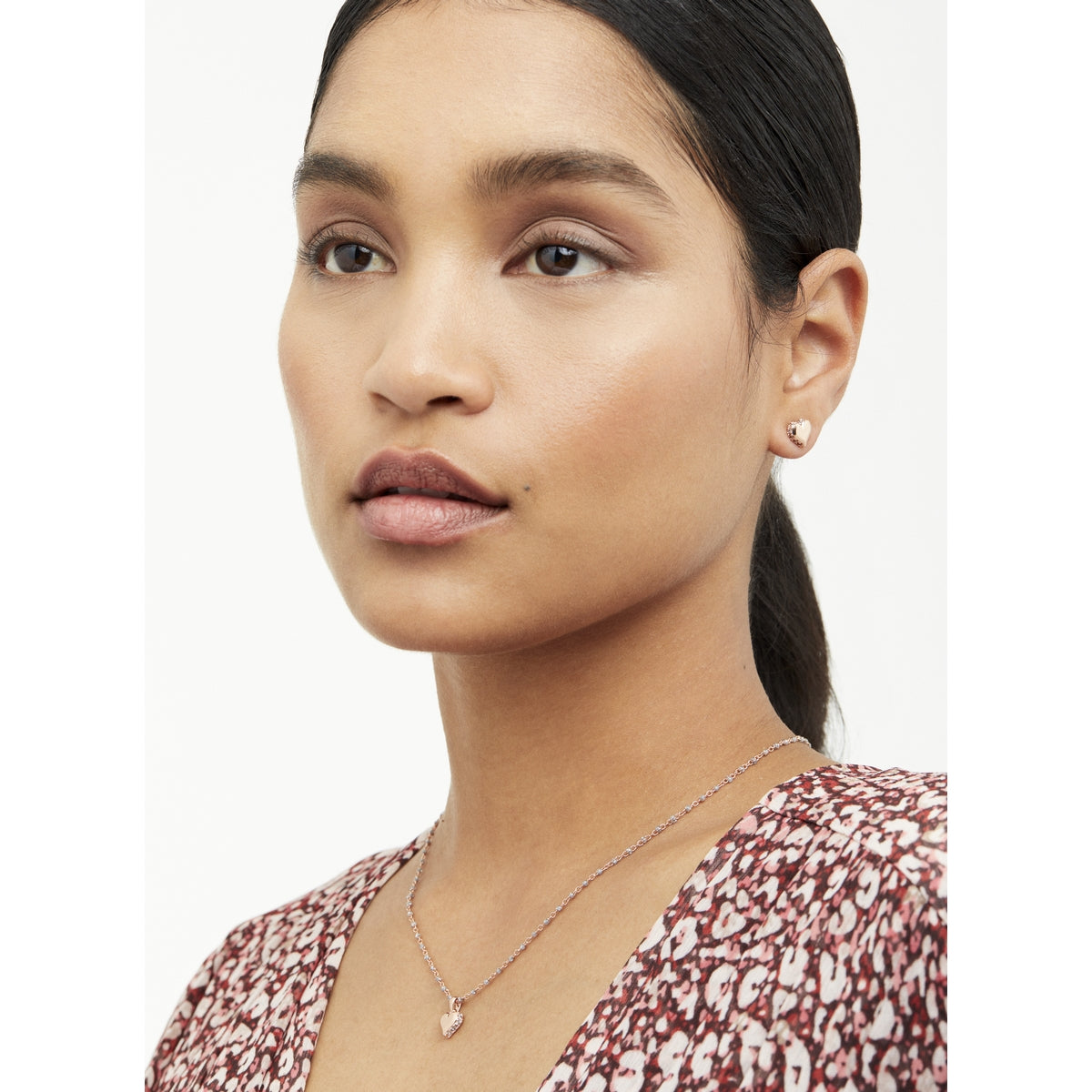 ted baker: sparkle heart enamel chain pendant rose gold silver glitter