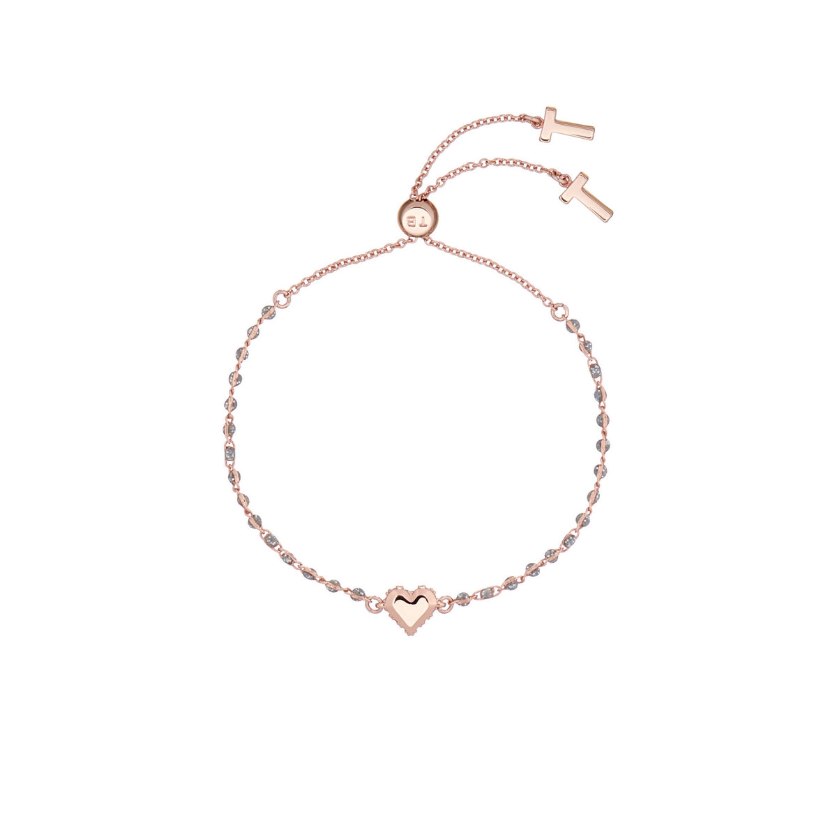 ted baker:: sparkle heart enamel chain bracelet rose gold silver glitter