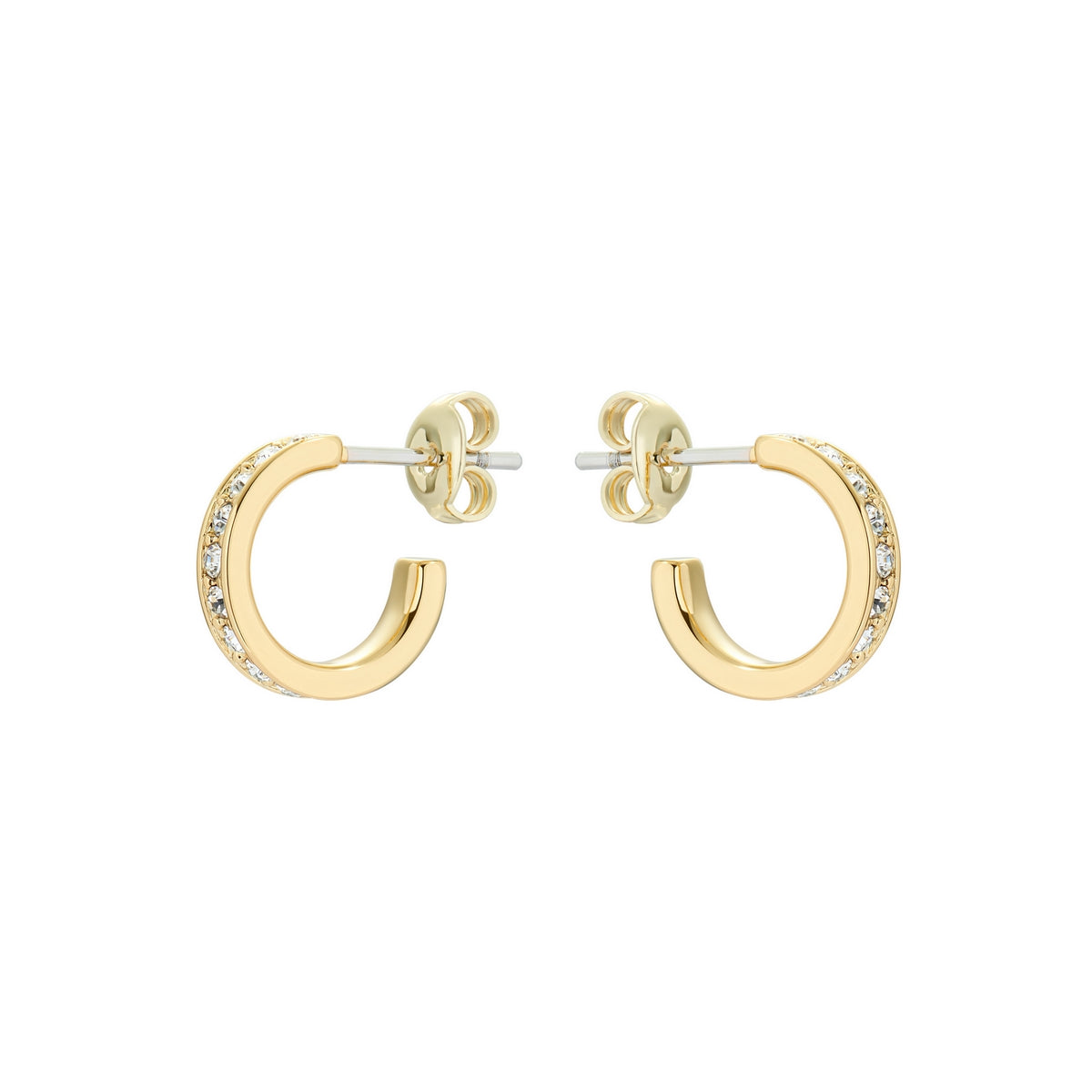 ted baker: nano hoop huggie earring gold clear crystal