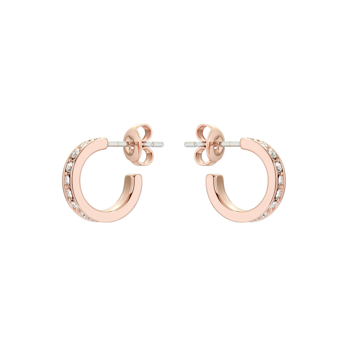 ted baker:: nano hoop huggie earring rose gold clear crystal