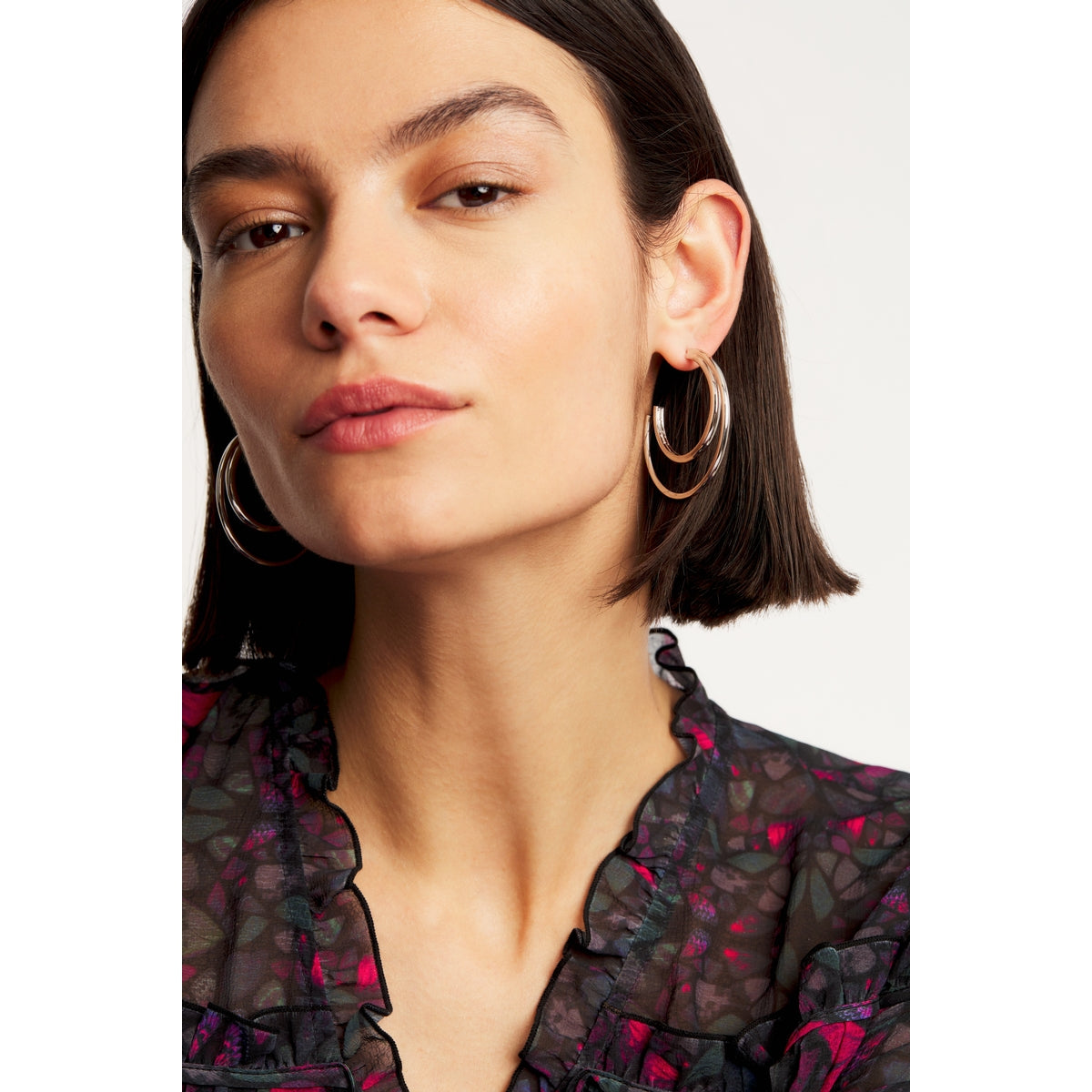 ted baker helinaa large double hoop earring silver tone