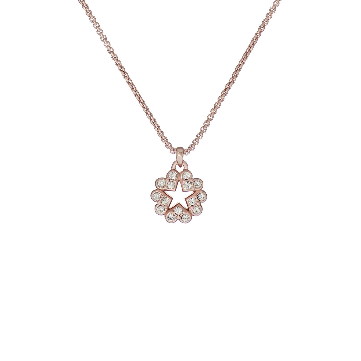 ted baker hayzzel: heart star pendant rose gold tone clear crystal