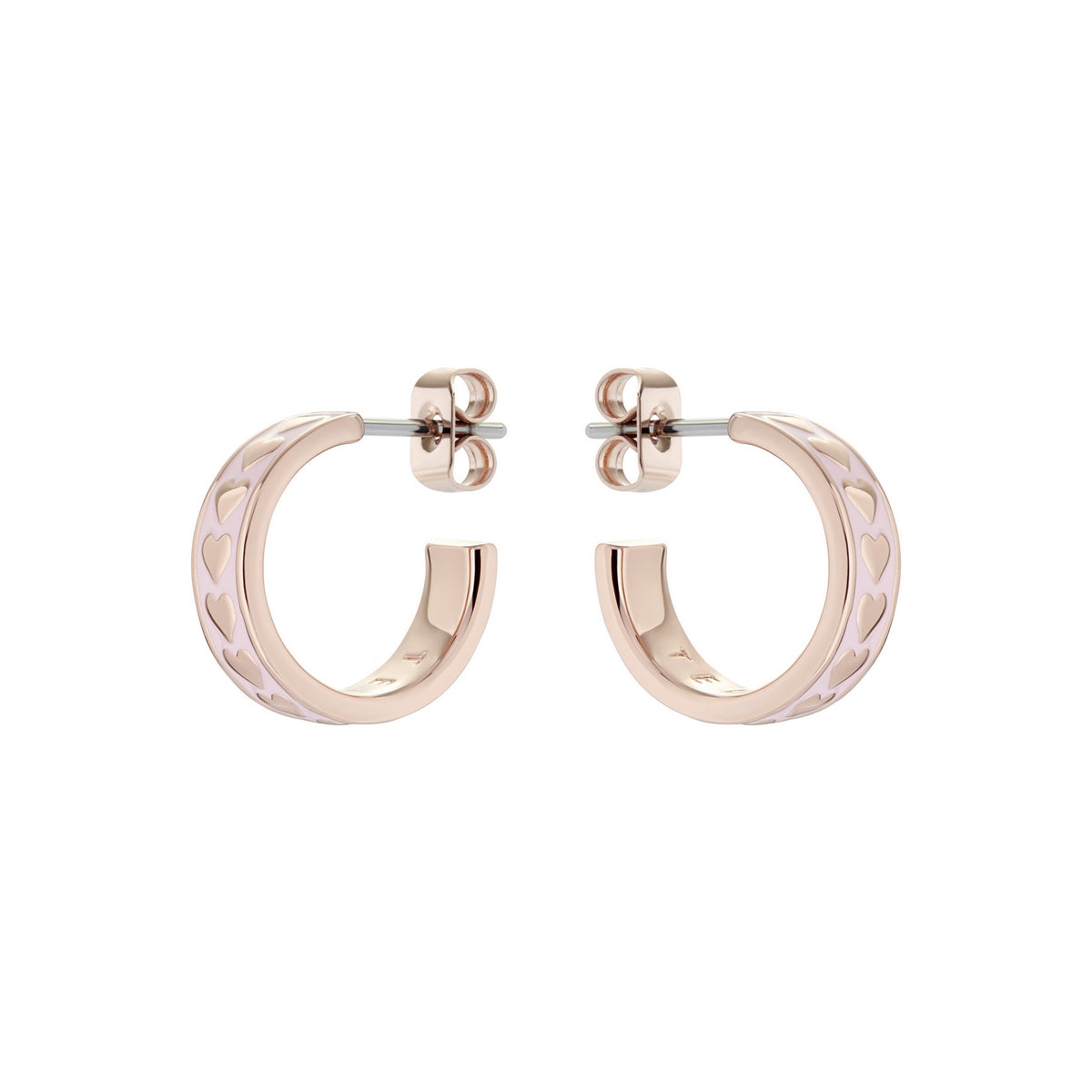 ted baker emrie: enamel heart hoop rose gold light pink earring