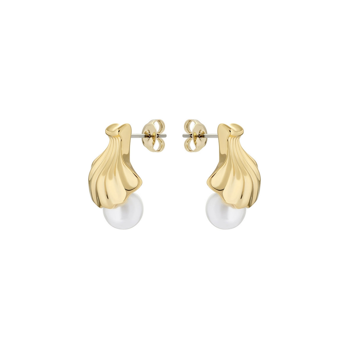 ted baker caliien: clam shell gold tone pearl stud earring