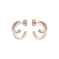 helias: crystal double hoop crystal earring rose gold tone, clear crystal