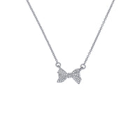 ted baker barsie: crystal bow pendant necklace silver tone, clear crystal