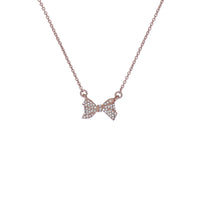 ted baker barsie: crystal bow pendant necklace rose gold tone, clear crystal