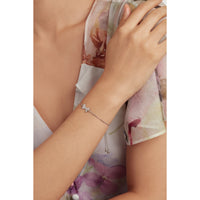 ted baker barset: crystal bow adjustable bracelet silver tone, clear crystal