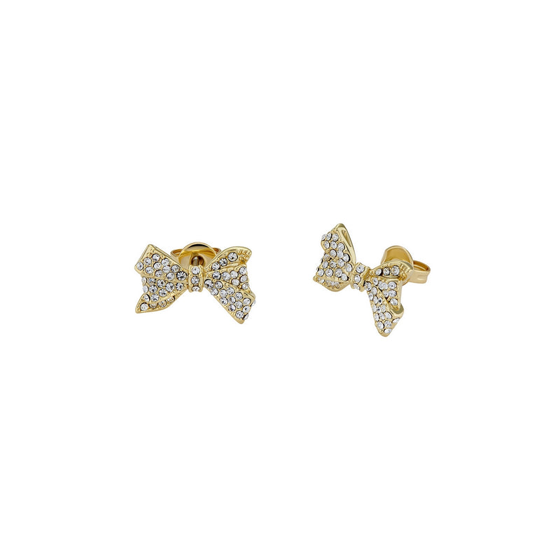 ted baker barseta: crystal bow stud earrings gold tone, clear crystal