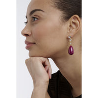 pearsti: statement crystal bead drop earrings gold tone plum golden crystal