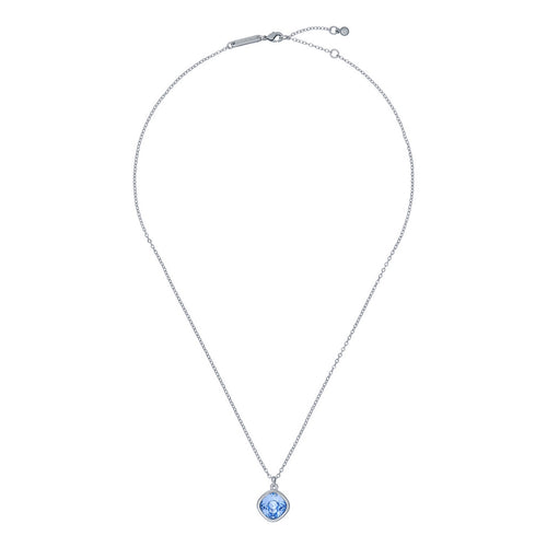 ted baker crastel: crystal pendant necklace silver tone, light blue crystal