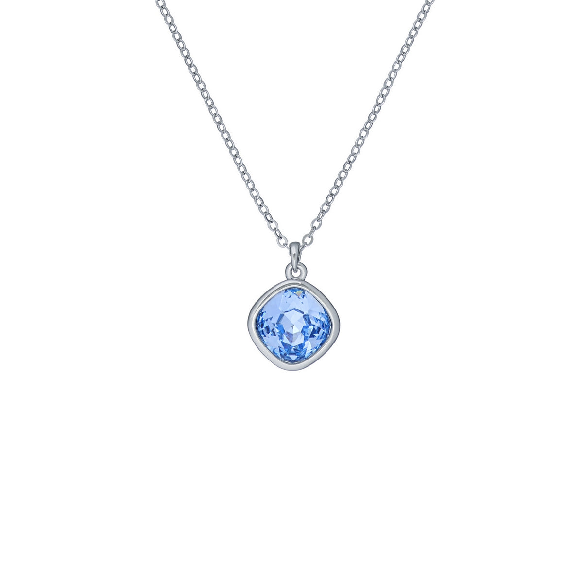 ted baker crastel: crystal pendant necklace silver tone, light blue crystal