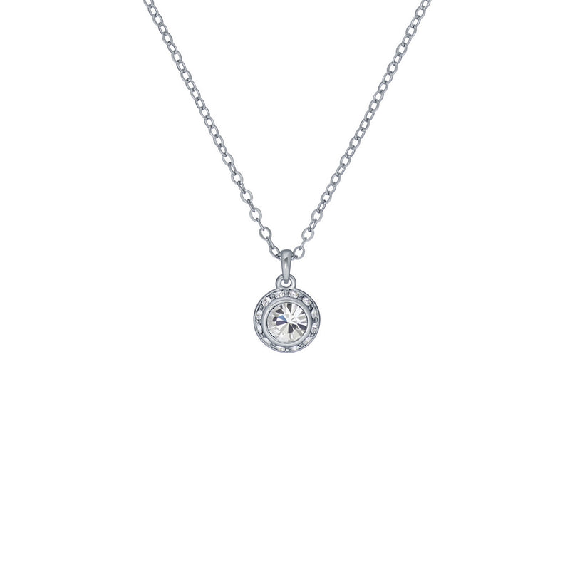 ted baker soltell: solitaire sparkle crystal pendant necklace silver tone, clear crystal