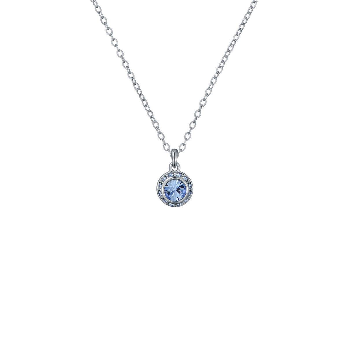 ted baker soltell: solitaire sparkle crystal pendant necklace silver tone, blue crystal