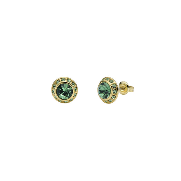 ted baker soleta: solitaire sparkle crystal stud earrings gold tone, green crystal