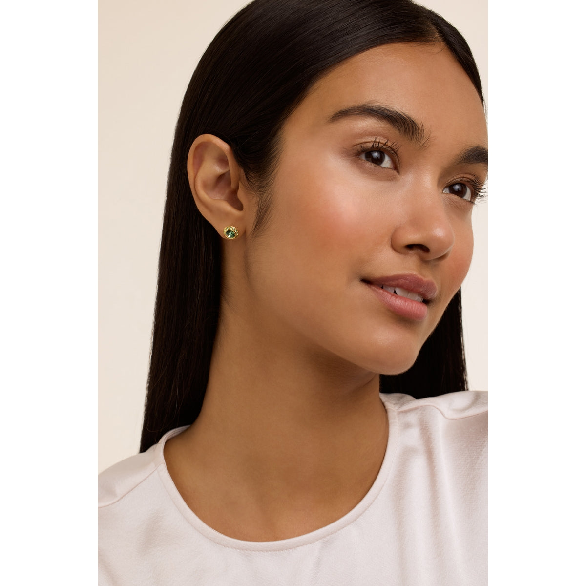 ted baker soleta: solitaire sparkle crystal stud earrings gold tone, green crystal