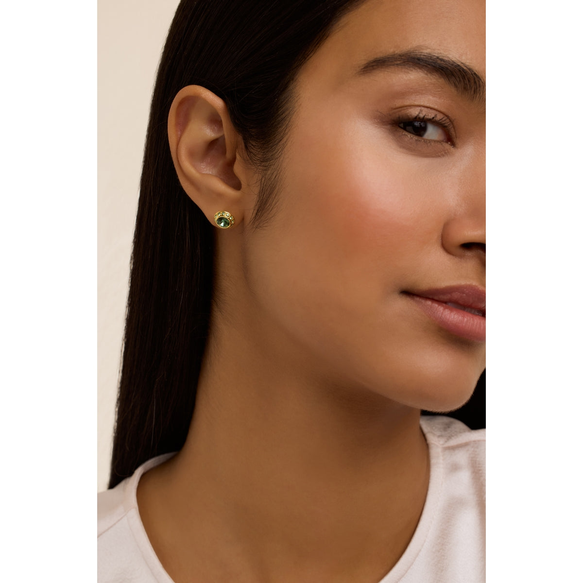 ted baker soleta: solitaire sparkle crystal stud earrings gold tone, green crystal