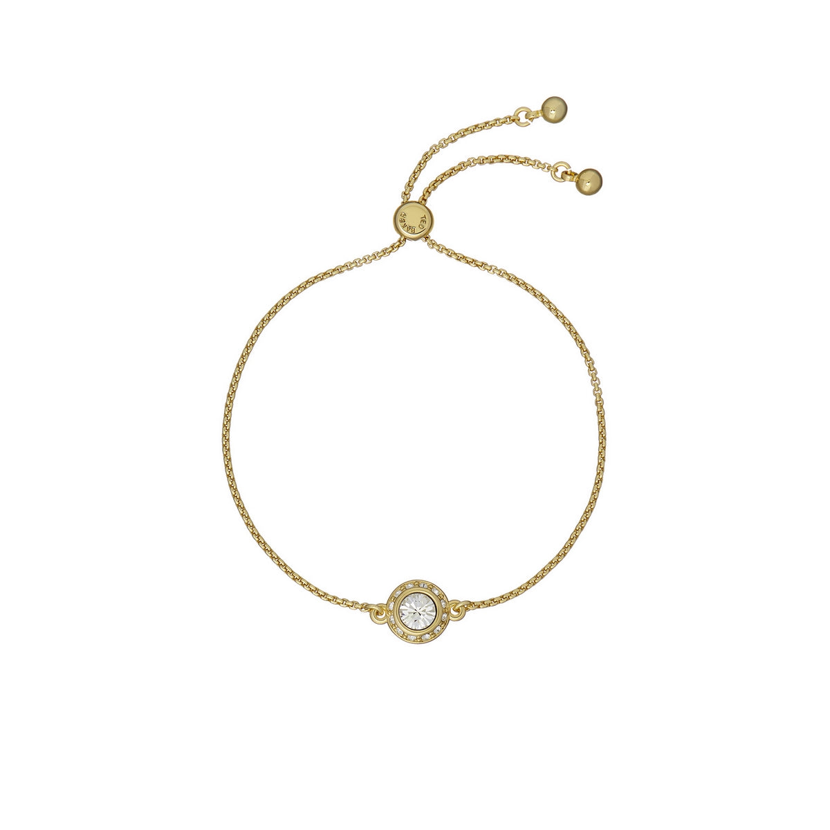 ted baker soleta: solitaire sparkle crystal adjustable bracelet gold tone clear crystal
