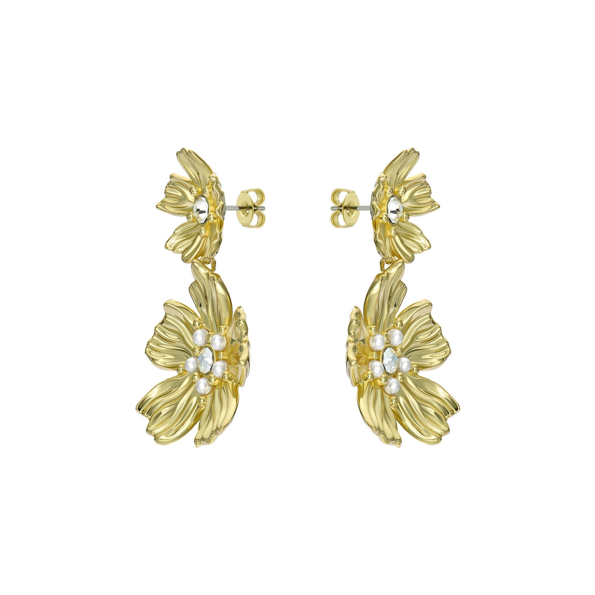 ted baker pettala: flower statement gold tone pearl & crystal drop earrings