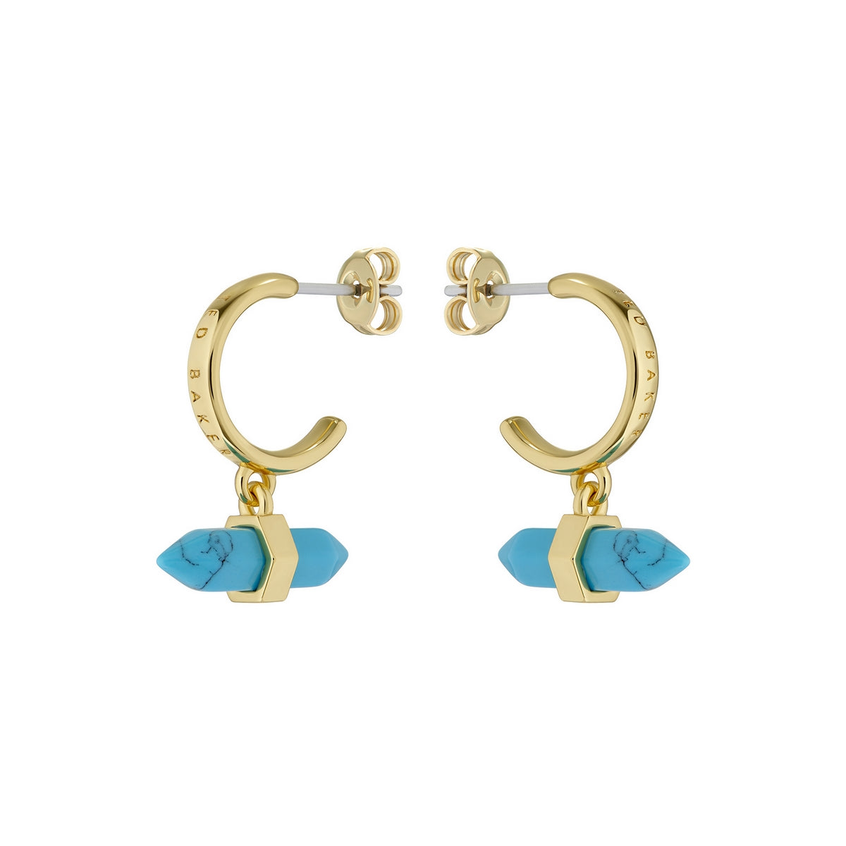 ted baker parin: paradise rock huggie earrings gold tone, turquoise