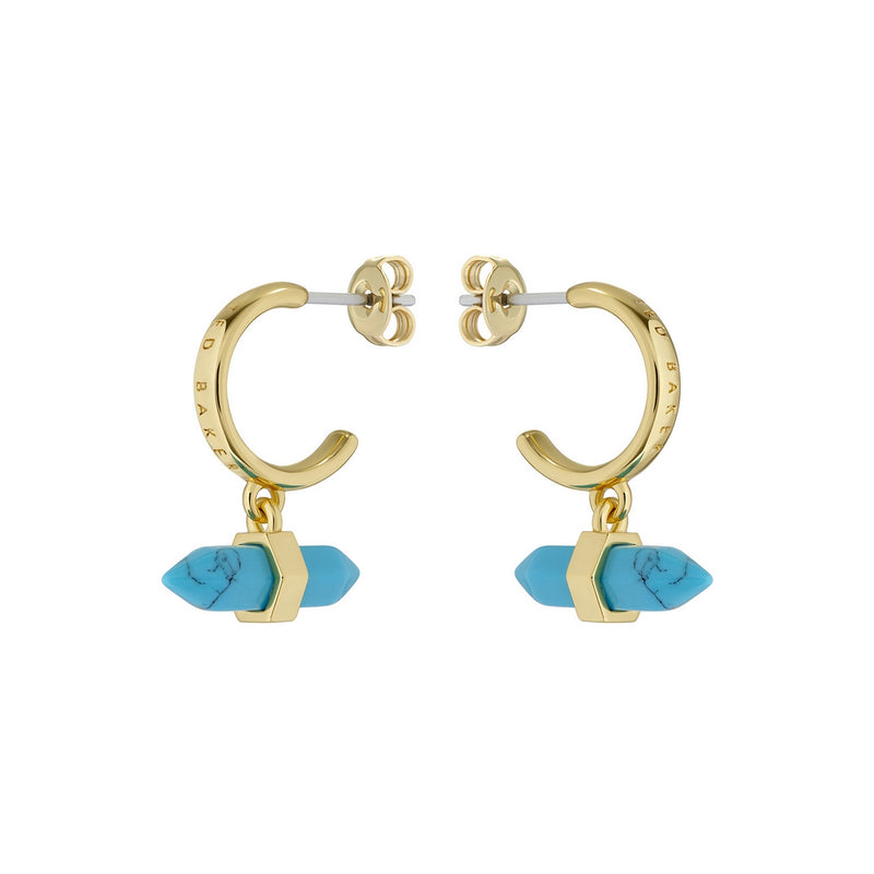 ted baker parin: paradise rock huggie earrings gold tone, turquoise