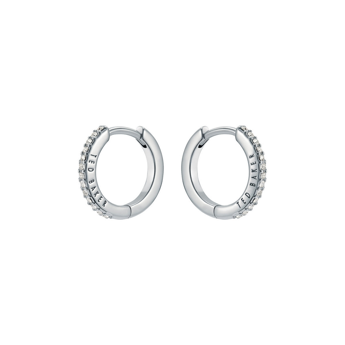 ted baker heplie: crystal hoop earrings (14mm) silver tone, clear crystal