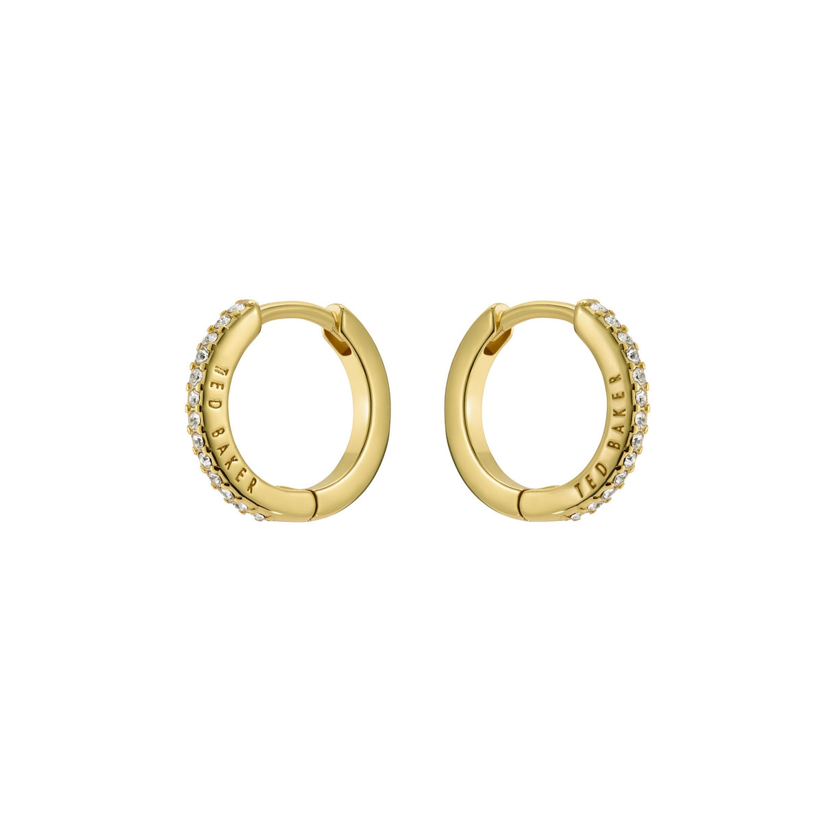 ted baker heplie: crystal hoop earrings (14mm) gold tone, clear crystal