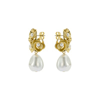 ted baker florelle: pearl flower drop earrings gold tone