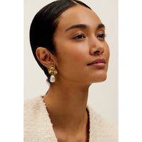 ted baker florelle: pearl flower drop earrings gold tone