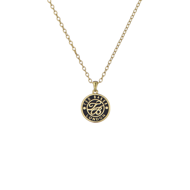 ted baker monella: monogram button pendant necklace gold tone, black