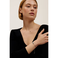 ted baker cherla: crystal button adjustable bracelet silver tone,black, clear crystal