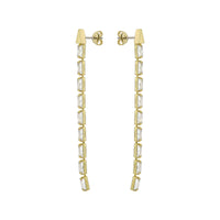 ted baker isalie: crystal baguette slinky drop earrings gold tone, clear crystal