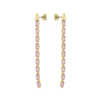 ted baker isalie: crystal baguette slinky drop earrings gold tone, pink crystal