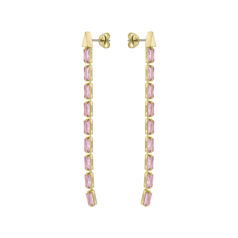 ted baker isalie: crystal baguette slinky drop earrings gold tone, pink crystal