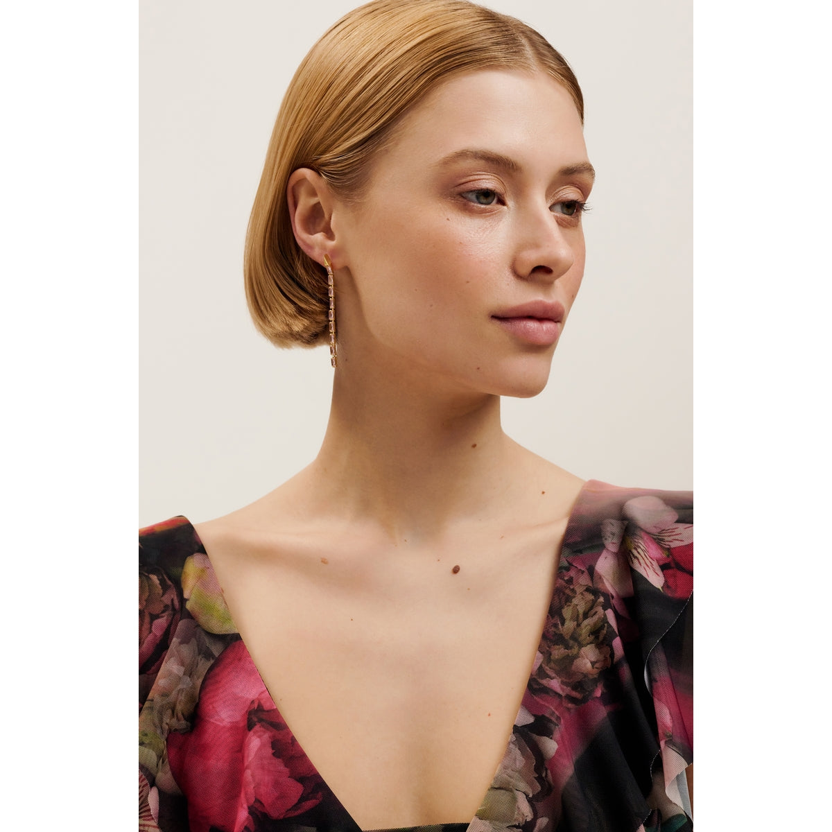 ted baker isalie: crystal baguette slinky drop earrings gold tone, pink crystal