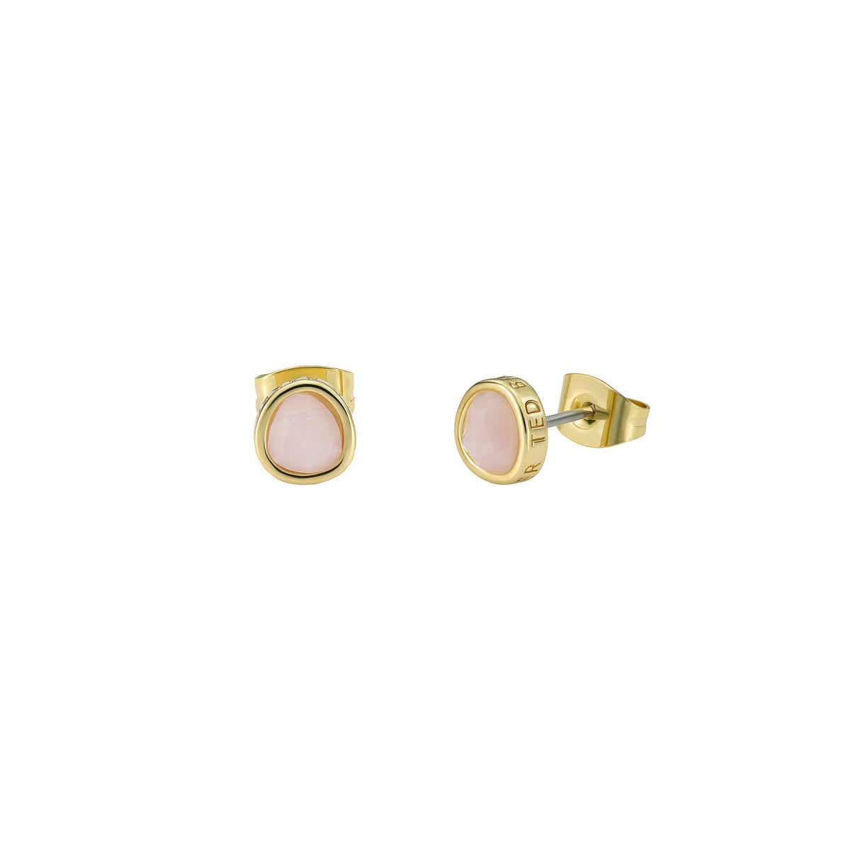ted baker peliea: pebble stone stud earrings gold tone, pink