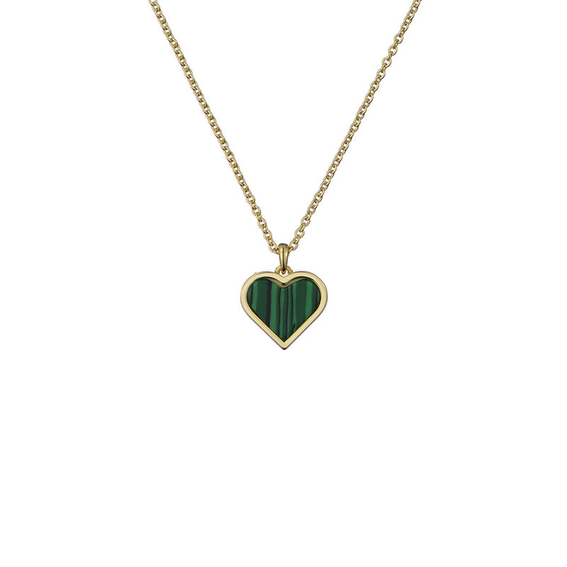 ted baker morelie: monogram heart pendant necklace, gold tone, green