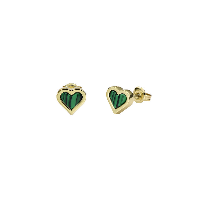 ted baker morlia: monogram heart stud earrings, gold tone, green