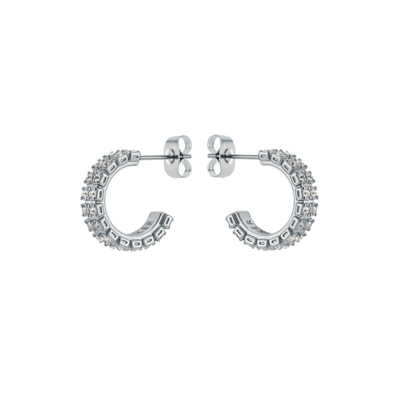 ted baker mellrie: small double crystal hoop earrings silver tone, clear crystal