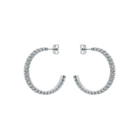 ted baker mellia: medium double crystal hoop earrings silver tone, clear crystal